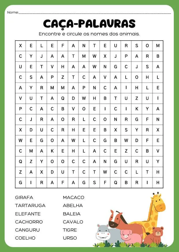 Atividades de Alfabetização para Autismo para Imprimir PDF