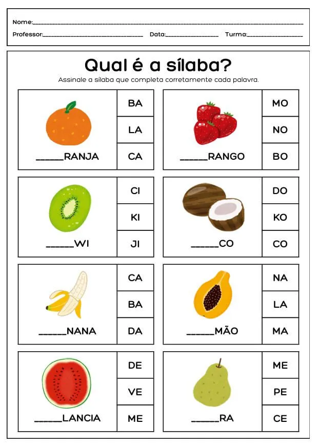 Atividades de Alfabetização para Autismo para Imprimir PDF