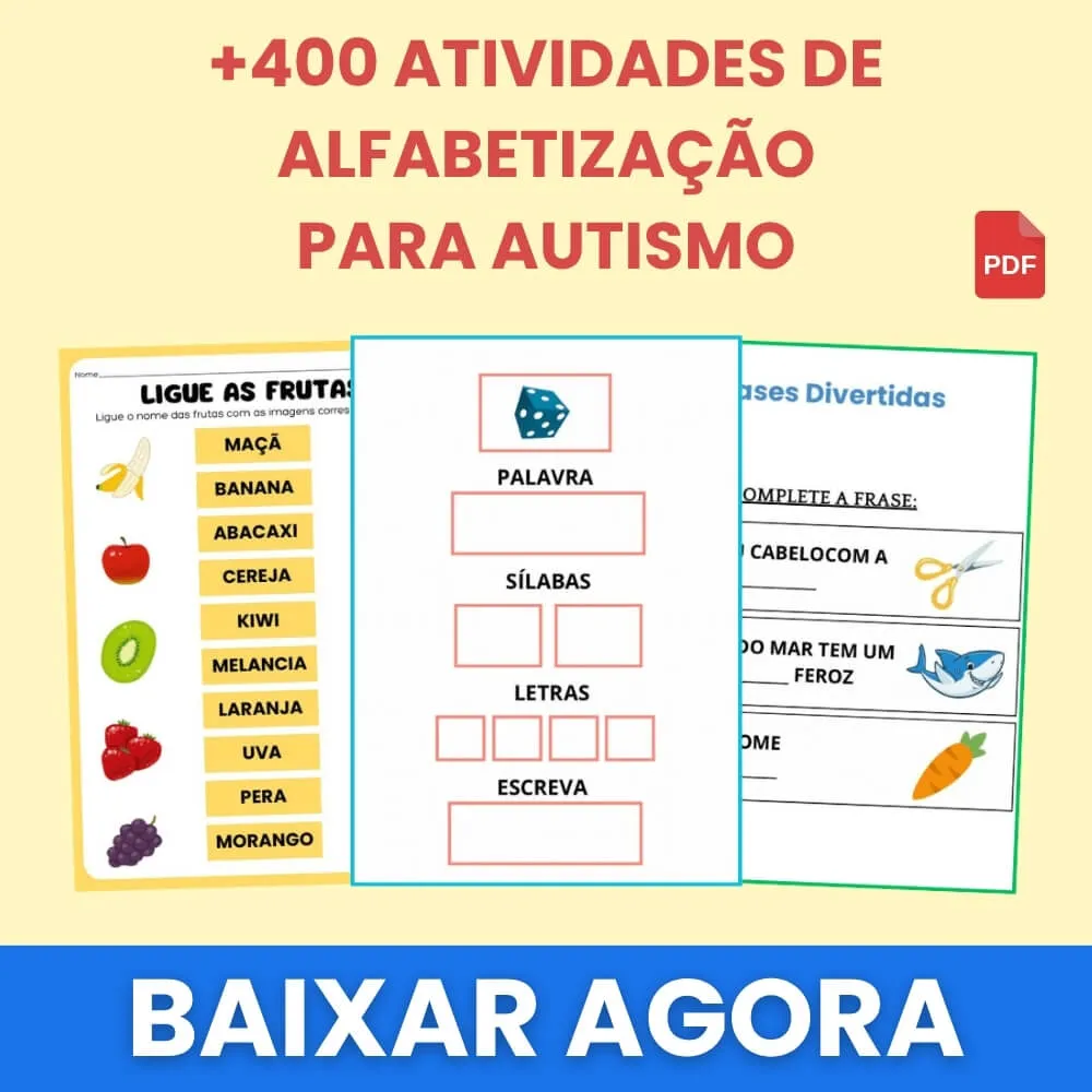 Atividades de Alfabetização para Autismo para Imprimir PDF