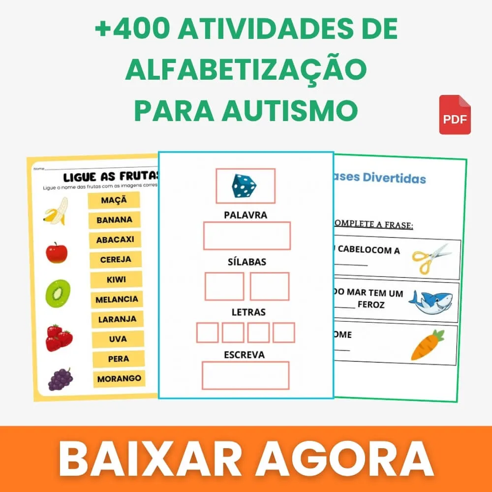 Atividades de Alfabetização para Autismo para Imprimir PDF