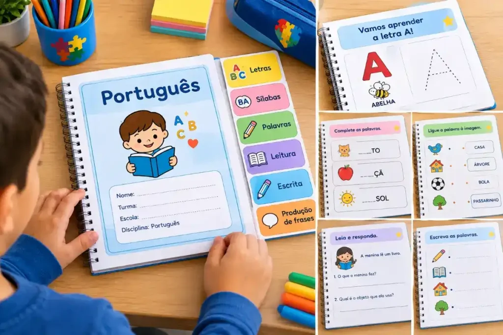 Como organizar o caderno de português de uma criança autista?