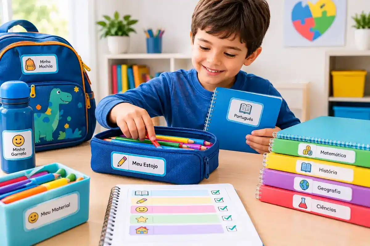 Como organizar o material escolar de uma criança com autismo para facilitar a rotina